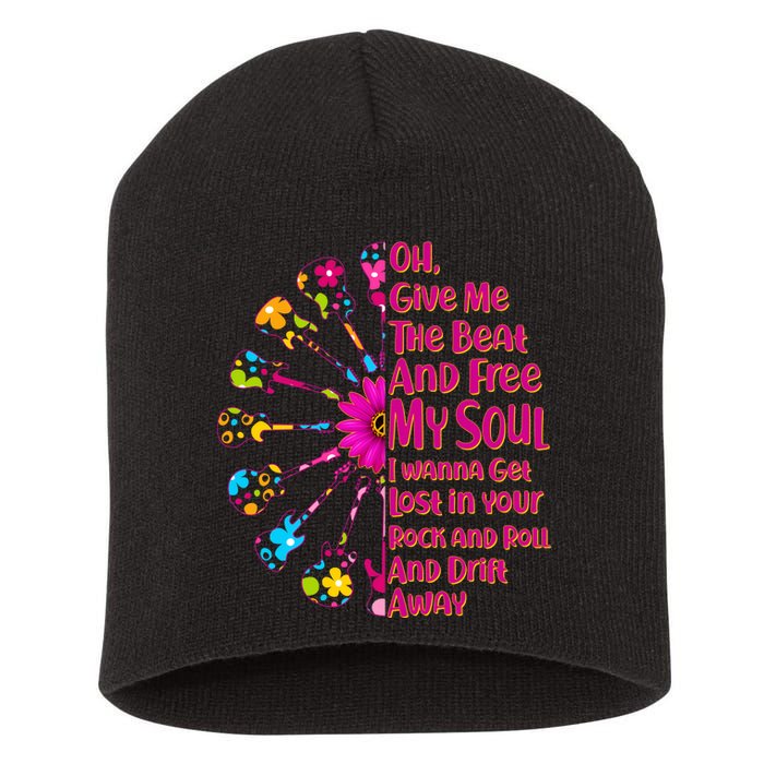 Give Me The Beat Hippie Guitars Short Acrylic Beanie