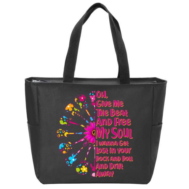 Give Me The Beat Hippie Guitars Zip Tote Bag