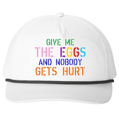 Give Me The Eggs and Nobody Gets Hurt Easter Egg Hunt Snapback Five-Panel Rope Hat