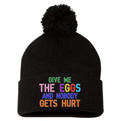 Give Me The Eggs and Nobody Gets Hurt Easter Egg Hunt Pom Pom 12in Knit Beanie