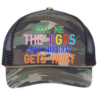 Give Me The Eggs and Nobody Gets Hurt Easter Egg Hunt Retro Rope Trucker Hat Cap