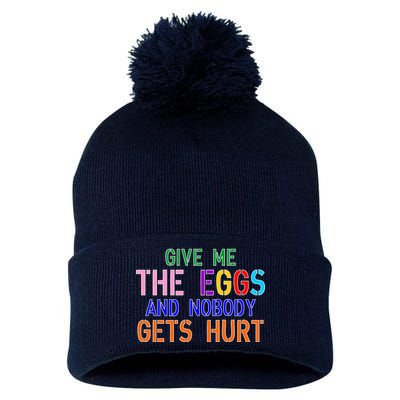 Give Me The Eggs and Nobody Gets Hurt Easter Egg Hunt Pom Pom 12in Knit Beanie