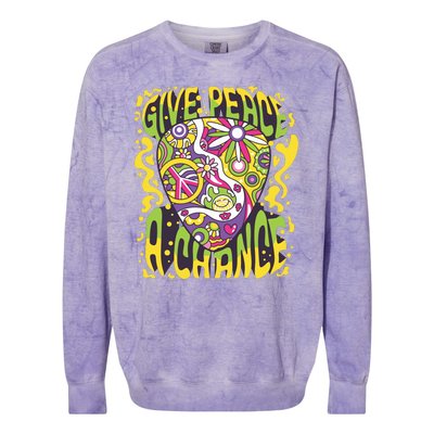 Give Peace A Chance Hippie Guitar Pick Colorblast Crewneck Sweatshirt