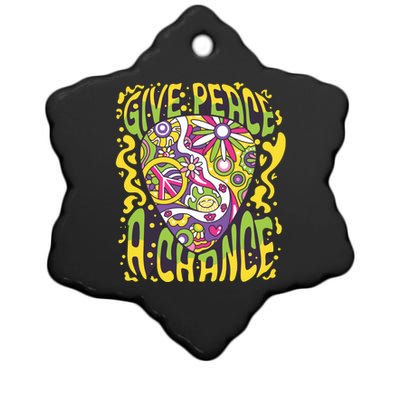 Give Peace A Chance Hippie Guitar Pick Ceramic Star Ornament