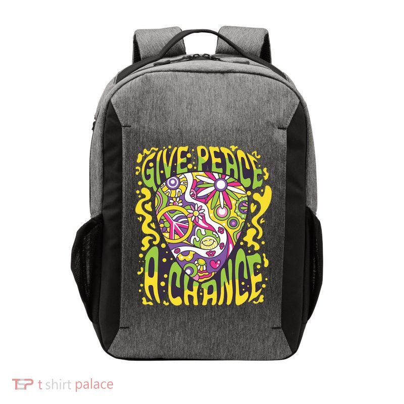 Give Peace A Chance Hippie Guitar Pick Vector Backpack