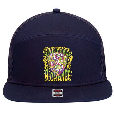 Give Peace A Chance Hippie Guitar Pick 7 Panel Mesh Trucker Snapback Hat