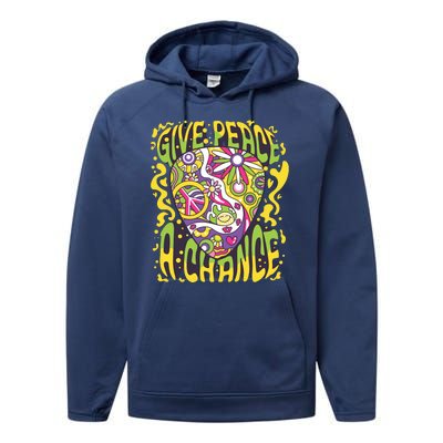 Give Peace A Chance Hippie Guitar Pick Performance Fleece Hoodie