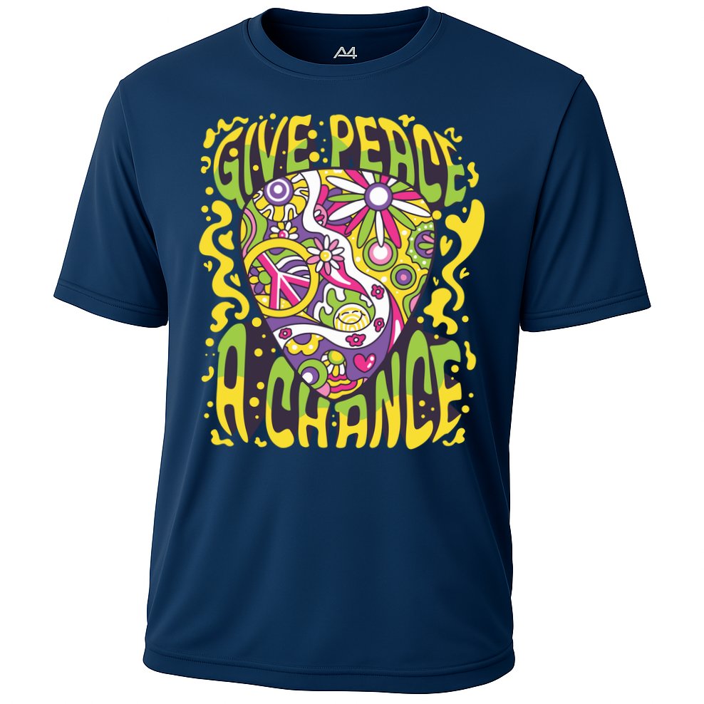 Give Peace A Chance Hippie Guitar Pick Cooling Performance Crew T-Shirt