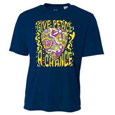 Give Peace A Chance Hippie Guitar Pick Cooling Performance Crew T-Shirt