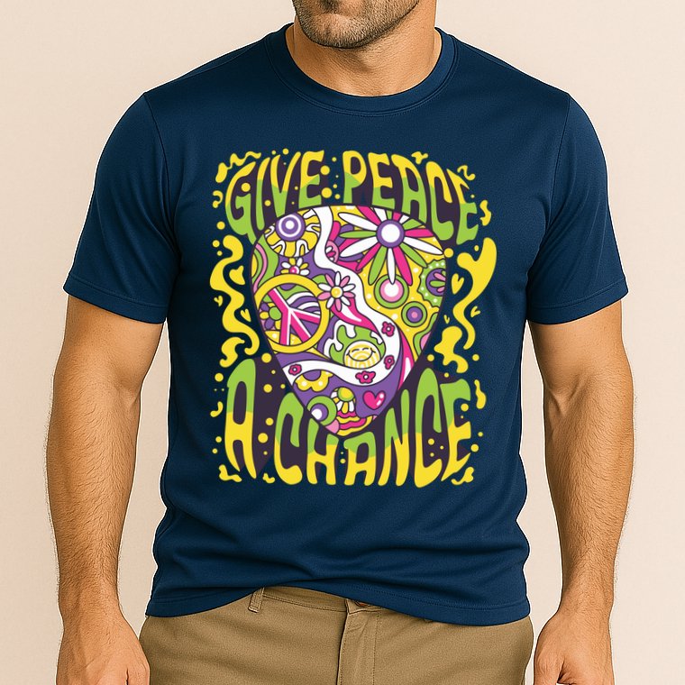 Give Peace A Chance Hippie Guitar Pick Cooling Performance Crew T-Shirt