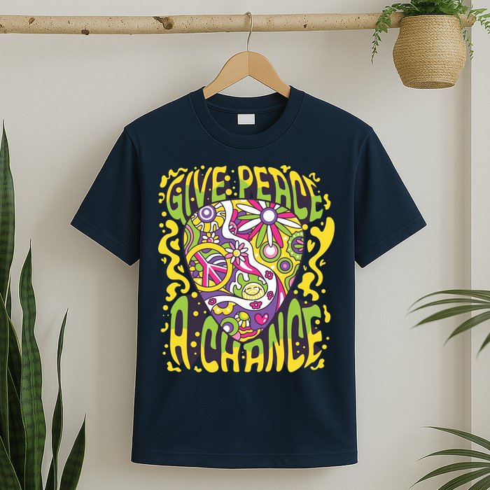 Give Peace A Chance Hippie Guitar Pick T-Shirt