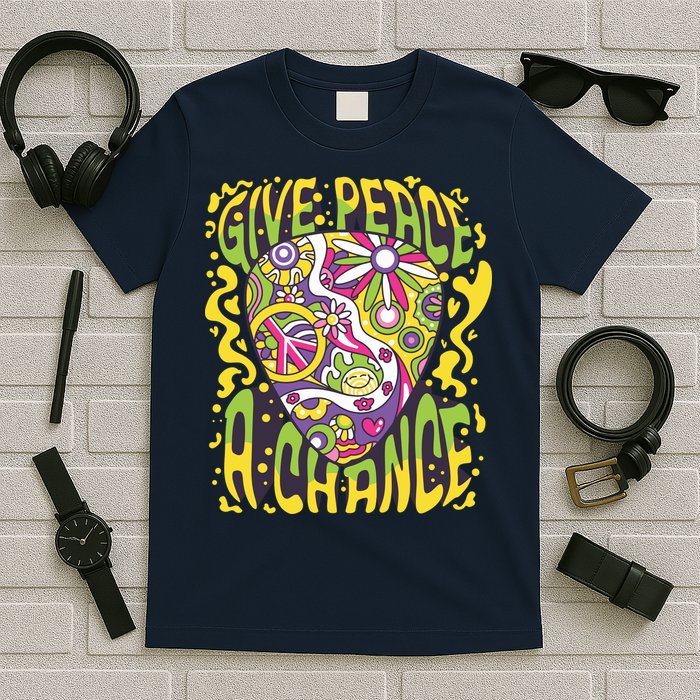 Give Peace A Chance Hippie Guitar Pick T-Shirt