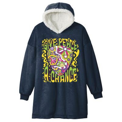 Give Peace A Chance Hippie Guitar Pick Hooded Wearable Blanket