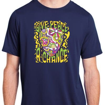 Give Peace A Chance Hippie Guitar Pick Adult ChromaSoft Performance T-Shirt