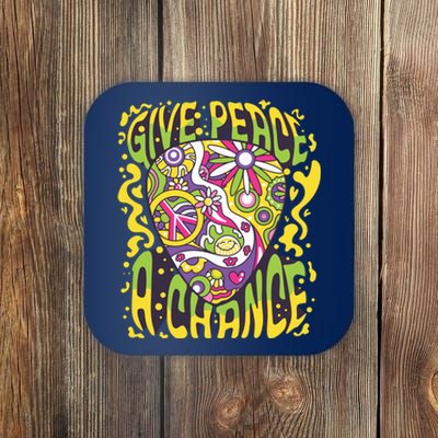 Give Peace A Chance Hippie Guitar Pick Coaster