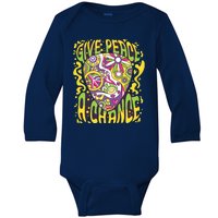 Give Peace A Chance Hippie Guitar Pick Baby Long Sleeve Bodysuit