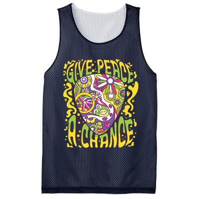 Give Peace A Chance Hippie Guitar Pick Mesh Reversible Basketball Jersey Tank