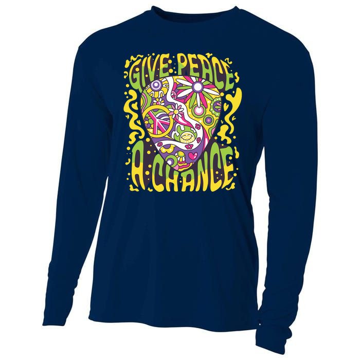 Give Peace A Chance Hippie Guitar Pick Cooling Performance Long Sleeve Crew