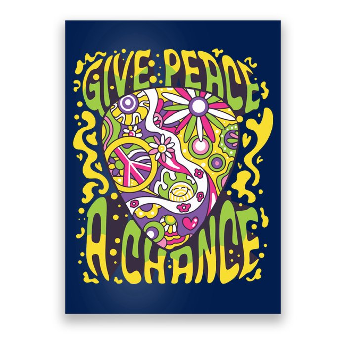 Give Peace A Chance Hippie Guitar Pick Poster