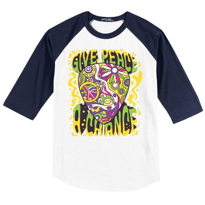 Give Peace A Chance Hippie Guitar Pick Baseball Sleeve Shirt