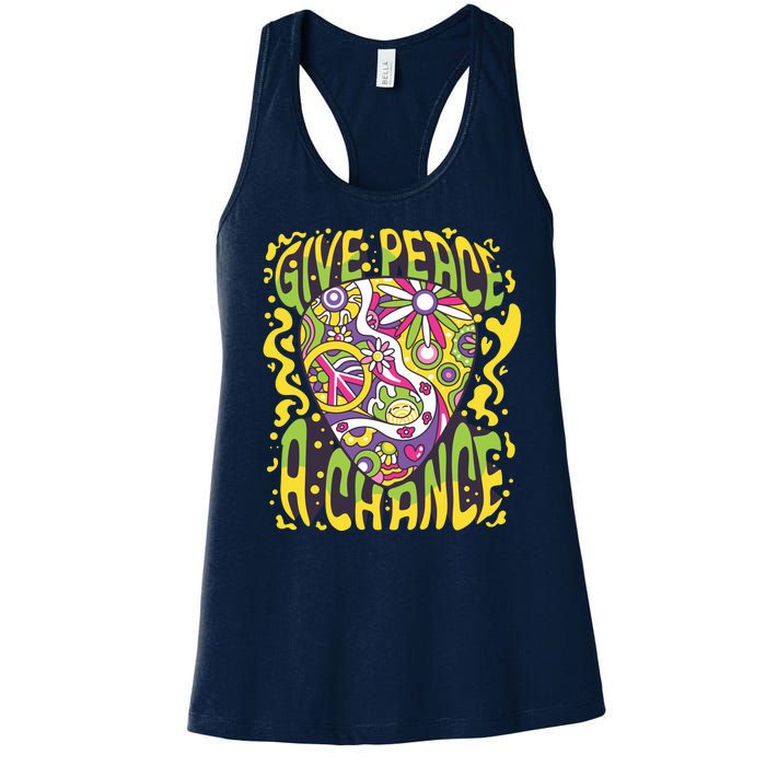 Give Peace A Chance Hippie Guitar Pick Women's Racerback Tank