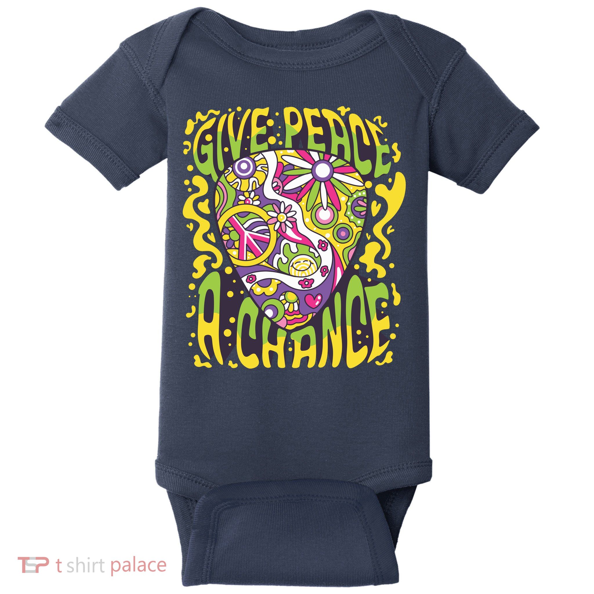 Give Peace A Chance Hippie Guitar Pick Baby Bodysuit