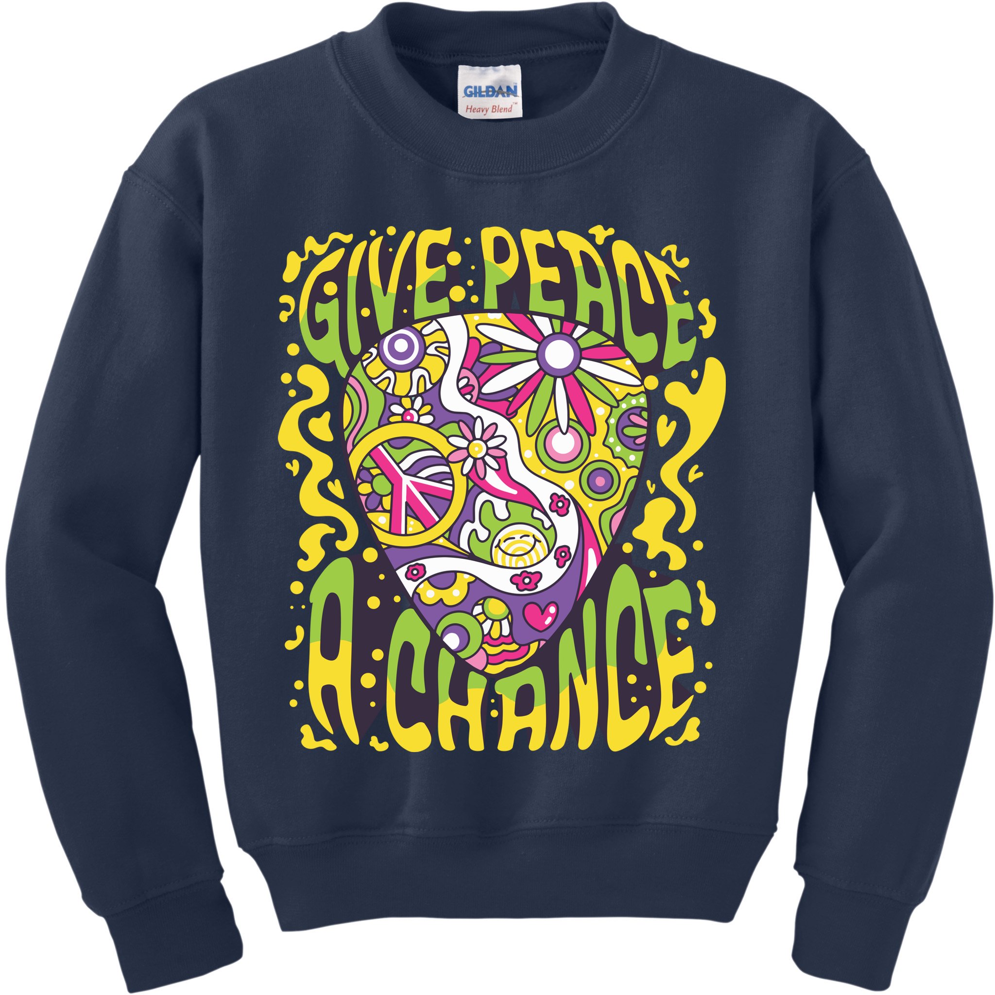 Give Peace A Chance Hippie Guitar Pick Kids Sweatshirt