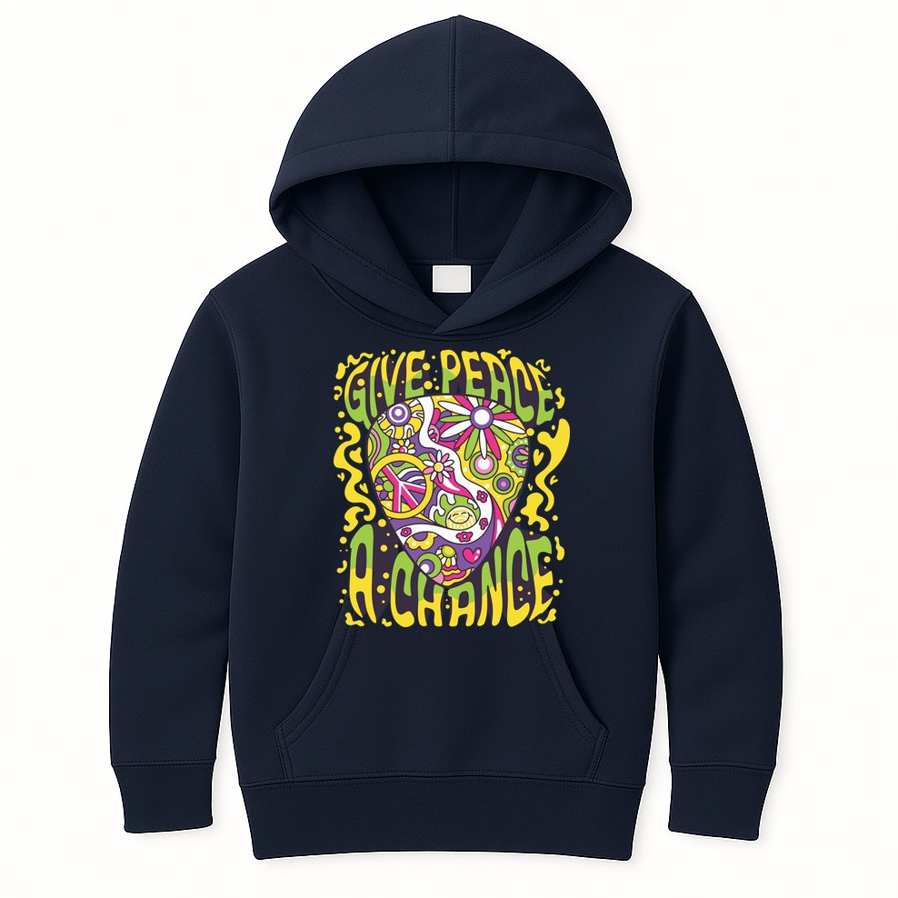 Give Peace A Chance Hippie Guitar Pick Kids Hoodie