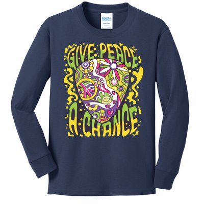 Give Peace A Chance Hippie Guitar Pick Kids Long Sleeve Shirt