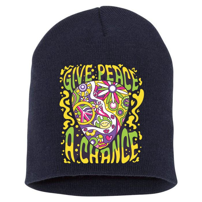 Give Peace A Chance Hippie Guitar Pick Short Acrylic Beanie