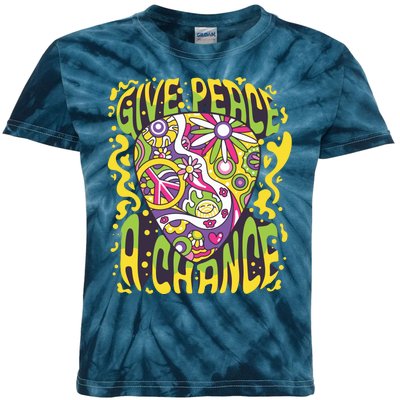 Give Peace A Chance Hippie Guitar Pick Kids Tie-Dye T-Shirt