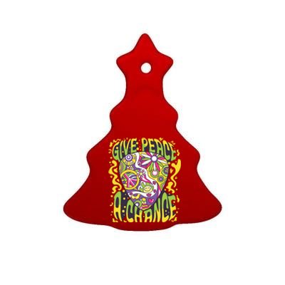 Give Peace A Chance Hippie Guitar Pick Ceramic Tree Ornament