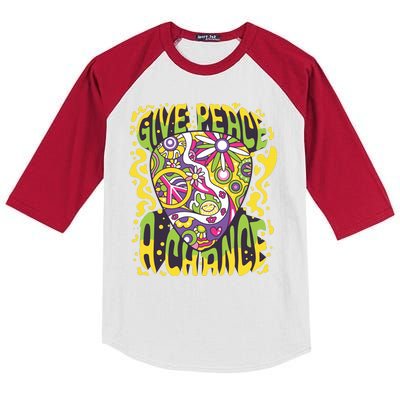 Give Peace A Chance Hippie Guitar Pick Kids Colorblock Raglan Jersey