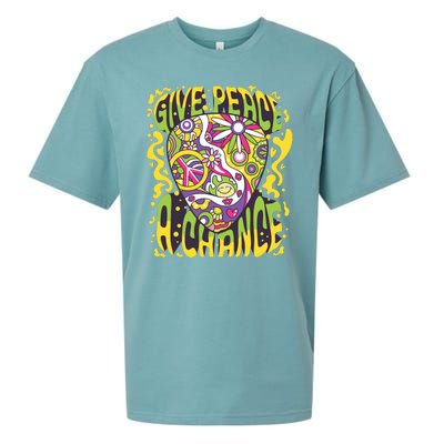 Give Peace A Chance Hippie Guitar Pick Sueded Cloud Jersey T-Shirt