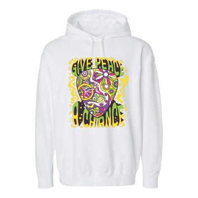 Give Peace A Chance Hippie Guitar Pick Garment-Dyed Fleece Hoodie