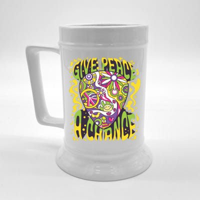 Give Peace A Chance Hippie Guitar Pick Beer Stein