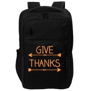 Give Thanks Arrows Heart Thanksgiving Impact Tech Backpack