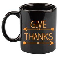 Give Thanks Arrows Heart Thanksgiving 11oz C Handle Ceramic Mug