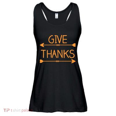 Give Thanks Arrows Heart Thanksgiving Ladies Essential Flowy Tank