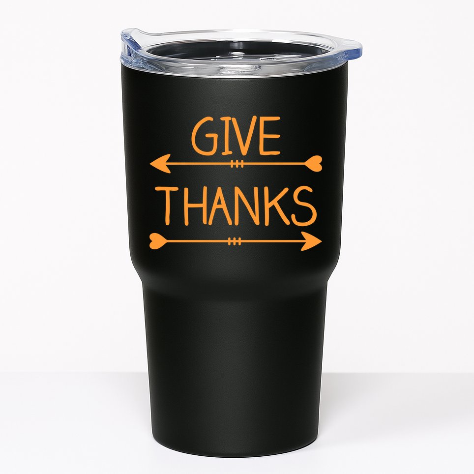 Give Thanks Arrows Heart Thanksgiving Tumbler