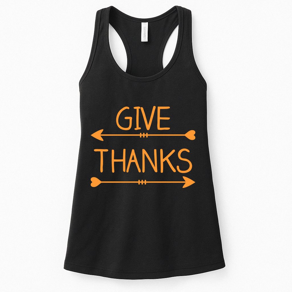 Give Thanks Arrows Heart Thanksgiving Womens Tank Top