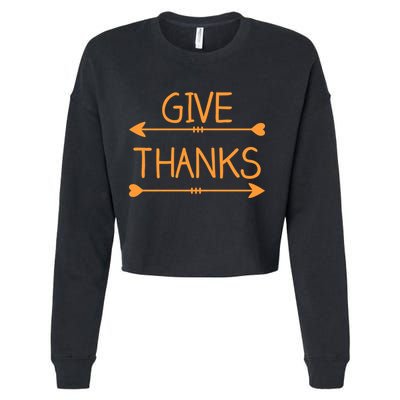 Give Thanks Arrows Heart Thanksgiving Cropped Pullover Crew