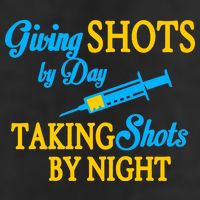 Givings Shots By Day and Taking Shots By Night Nurse Cool Comfort Performance Bucket Hat