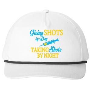 Givings Shots By Day and Taking Shots By Night Nurse Snapback Five-Panel Rope Hat