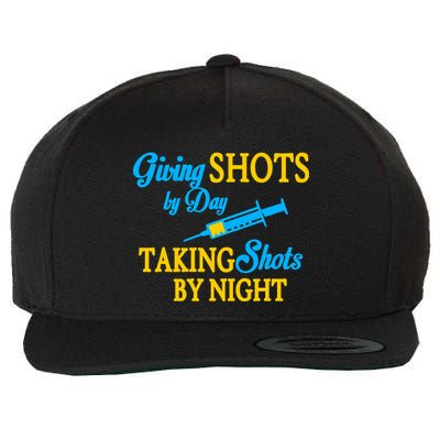 Givings Shots By Day and Taking Shots By Night Nurse Wool Snapback Cap
