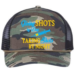 Givings Shots By Day and Taking Shots By Night Nurse Retro Rope Trucker Hat Cap