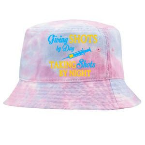 Givings Shots By Day and Taking Shots By Night Nurse Tie-Dyed Bucket Hat