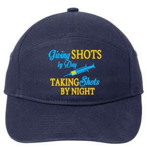 Givings Shots By Day and Taking Shots By Night Nurse 7-Panel Snapback Hat