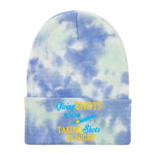 Givings Shots By Day and Taking Shots By Night Nurse Tie Dye 12in Knit Beanie