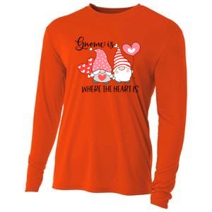 Gnome Is Where The Heart Is Gift For Valentine Day Cooling Performance Long Sleeve Crew